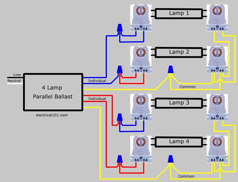 How to Replace Two 2 Lamp Seriesl Ballast with Parallel ... typical wiring diagram 4 lamp ballast 