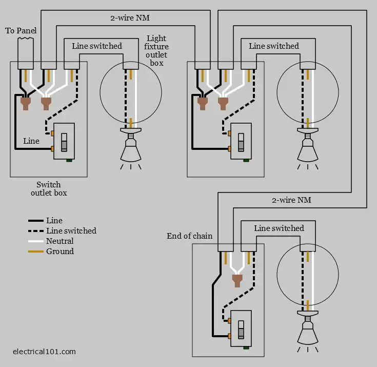 Wiring Light Switches In Parallel Off, Wiring 2 Lights In Parallel Diagram